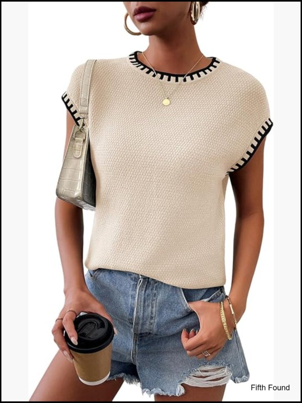 Cap Sleeve Knit Sweater Vest Pullover Tank Top Loose Fit - Picture 1 of 7